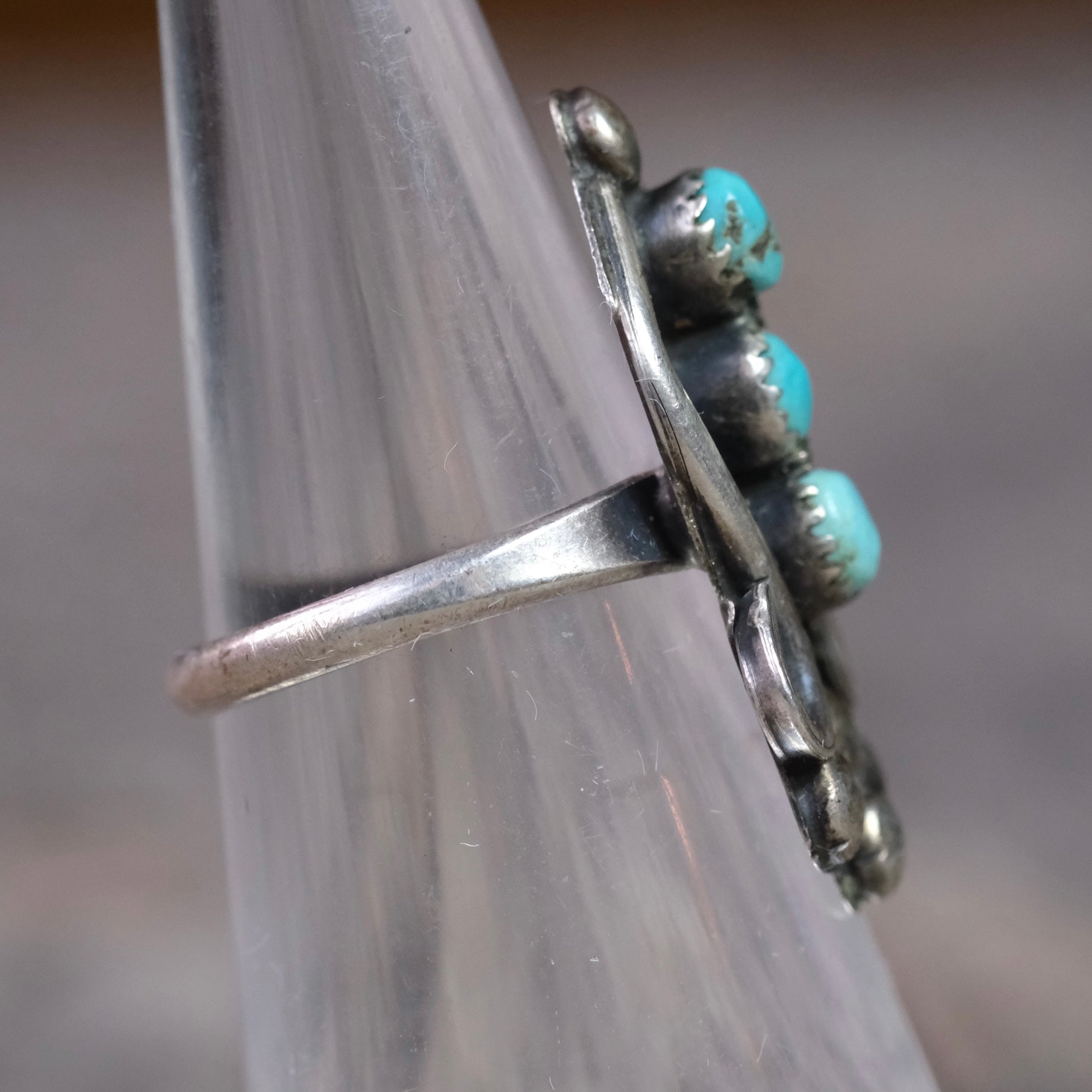 Vintage Sterling 3-Stone Turquoise Ring 4.5