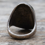 Vintage Sterling Crushed Turquoise and Coral Inlay Ring 9