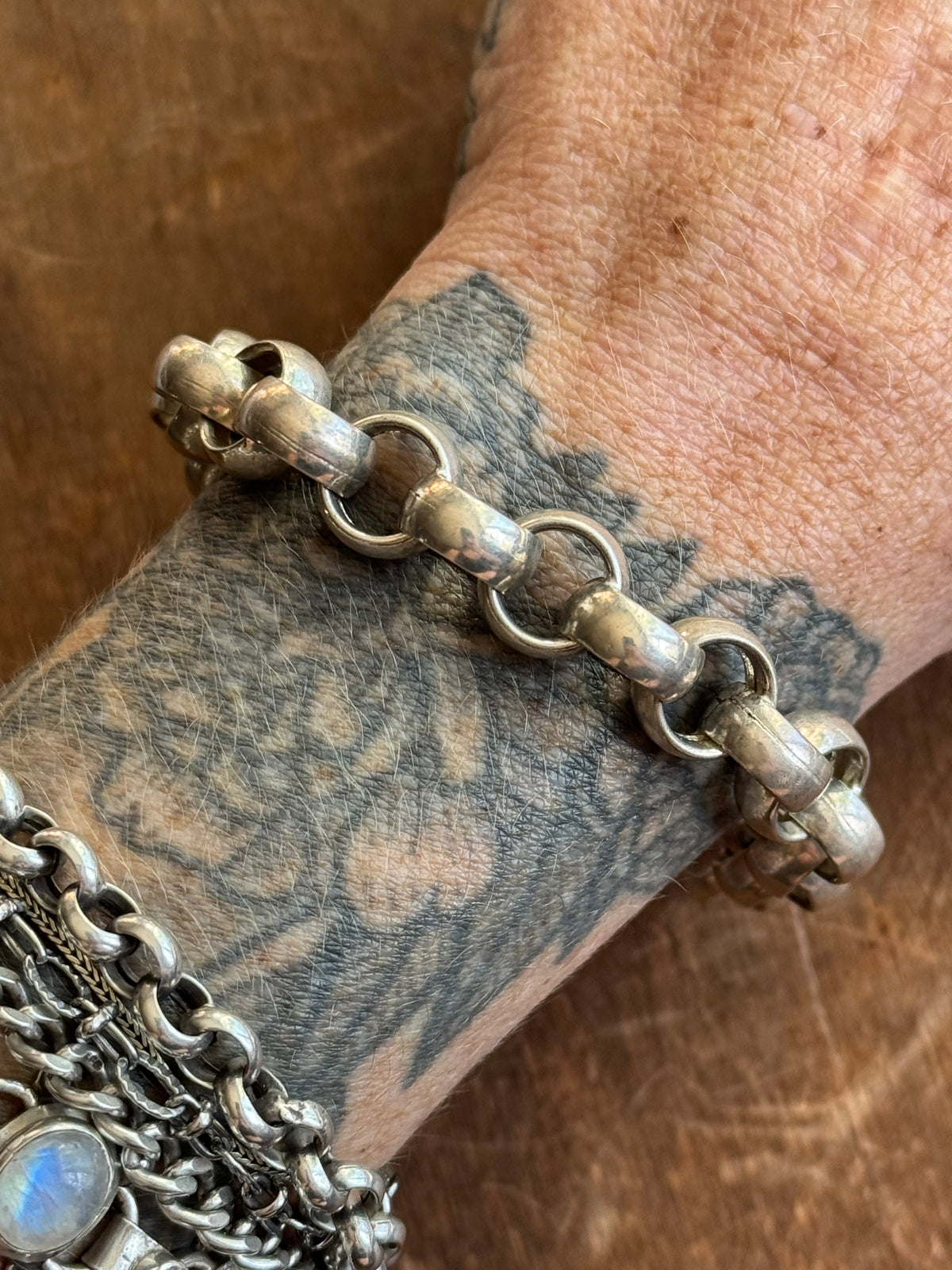 Vintage Sterling Silver 8.5” Chunky Rolo Chain Bracelet