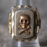 Vintage 1950’s Skull and Crossbones Mexican Biker Souvenir Ring 8.75