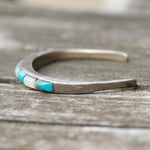 Vintage Sterling Turquoise and Mother Of Pearl Cuff