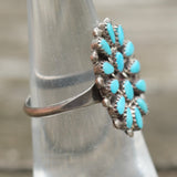 Vintage Sterling Turquoise Cluster Ring 6