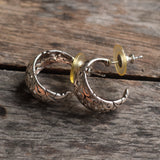 Vintage Sterling Floral Hoop Earrings