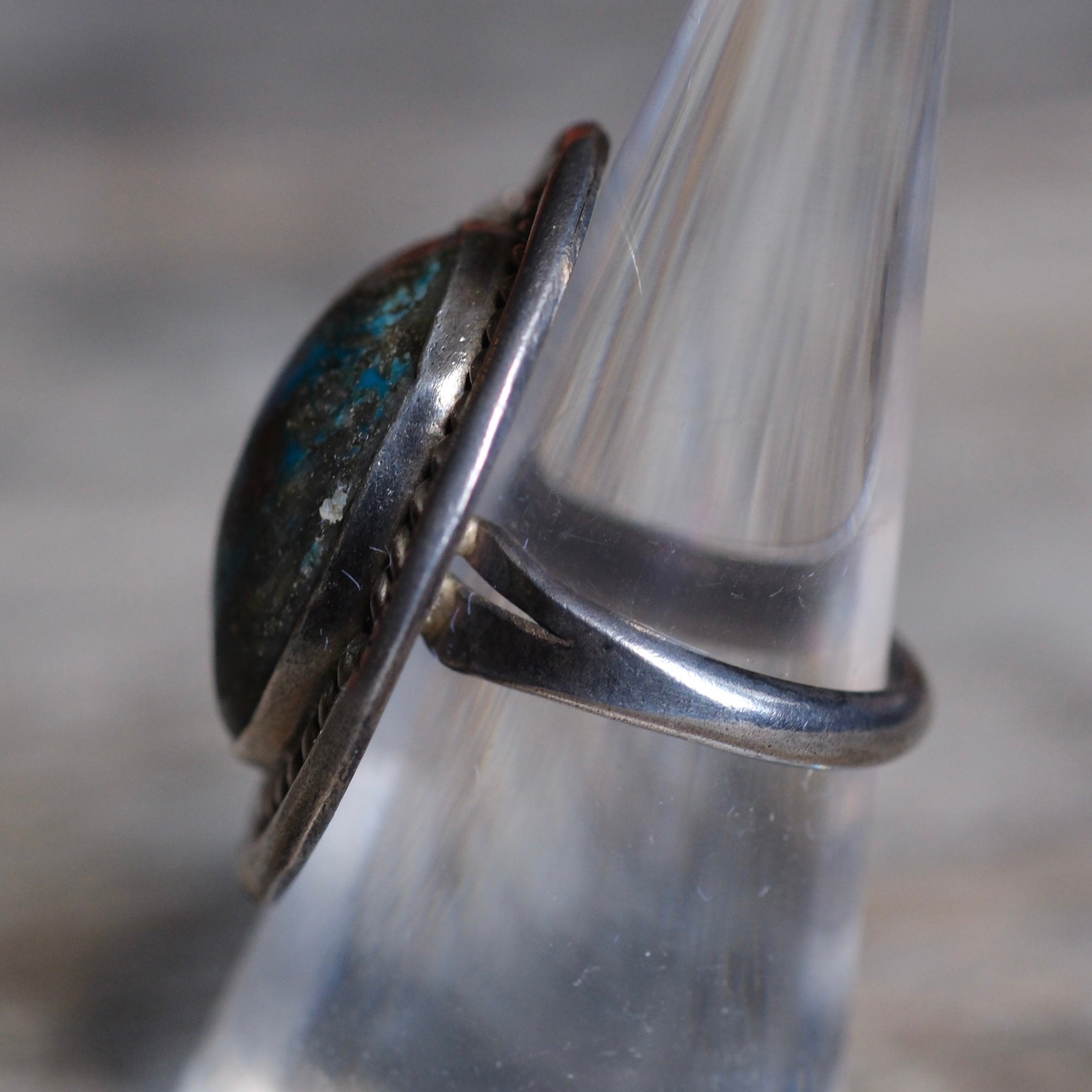 Vintage Sterling Turquoise Feather Ring 5.75