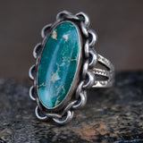Vintage Sterling Turquoise Chain Ring 4.25