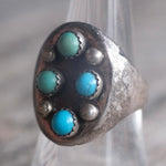 Vintage Sterling 4-Stone Turquoise Ring 8.25