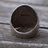 Vintage Sterling Hematite Lucky Horseshoe Ring 6.25