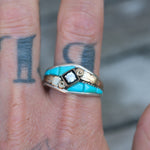 Vintage Sterling Turquoise CZ Ring 15.5