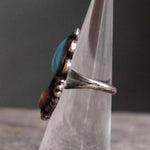 Vintage Sterling Turquoise and Coral Ring 4.5