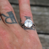 Vintage Sterling CZ Cocktail Ring 6.75