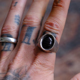 Vintage Sterling Onyx Inlay Ring 11