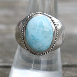 Vintage Sterling Lapis Cabochon Ring 8.25