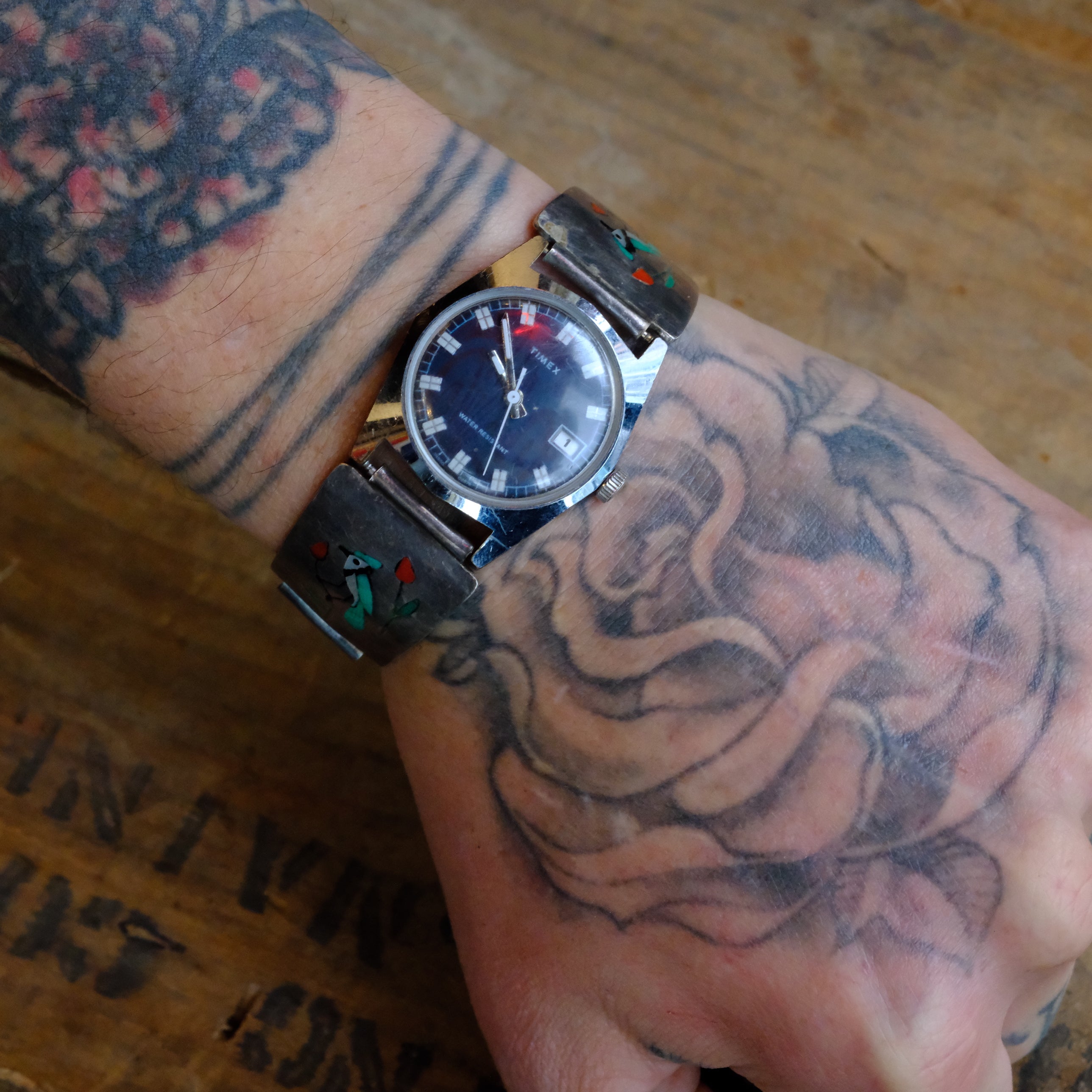 Vintage Sterling Inlay Blue Jay Watch