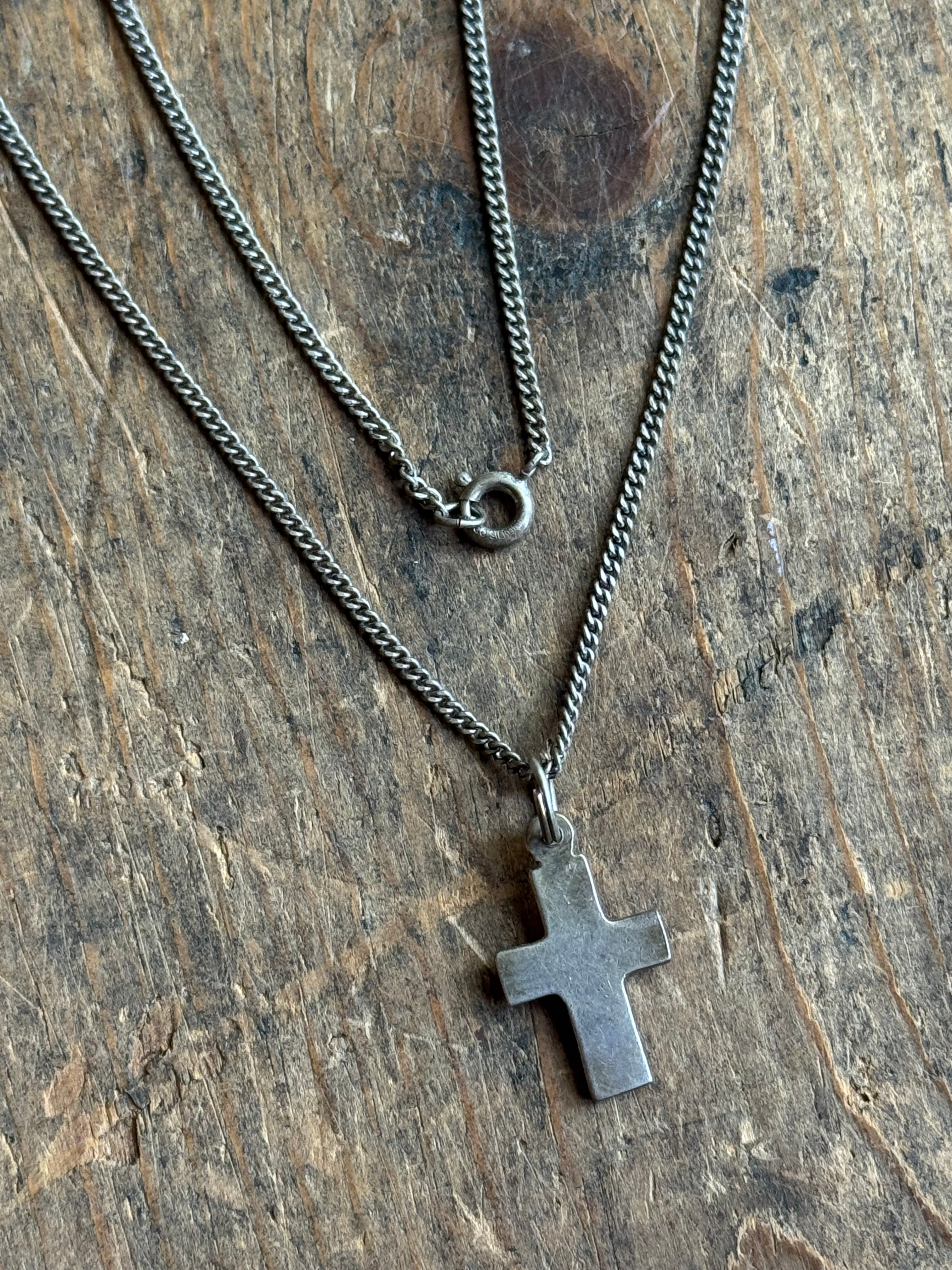 Vintage Sterling Silver Cross Necklace