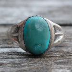 Vintage Sterling Turquoise Stamped Band Ring 7.75