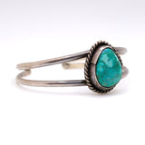 Vintage Sterling Turquoise Roper Cuff Bracelet