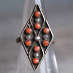 Vintage Sterling Coral Cluster Ring 6