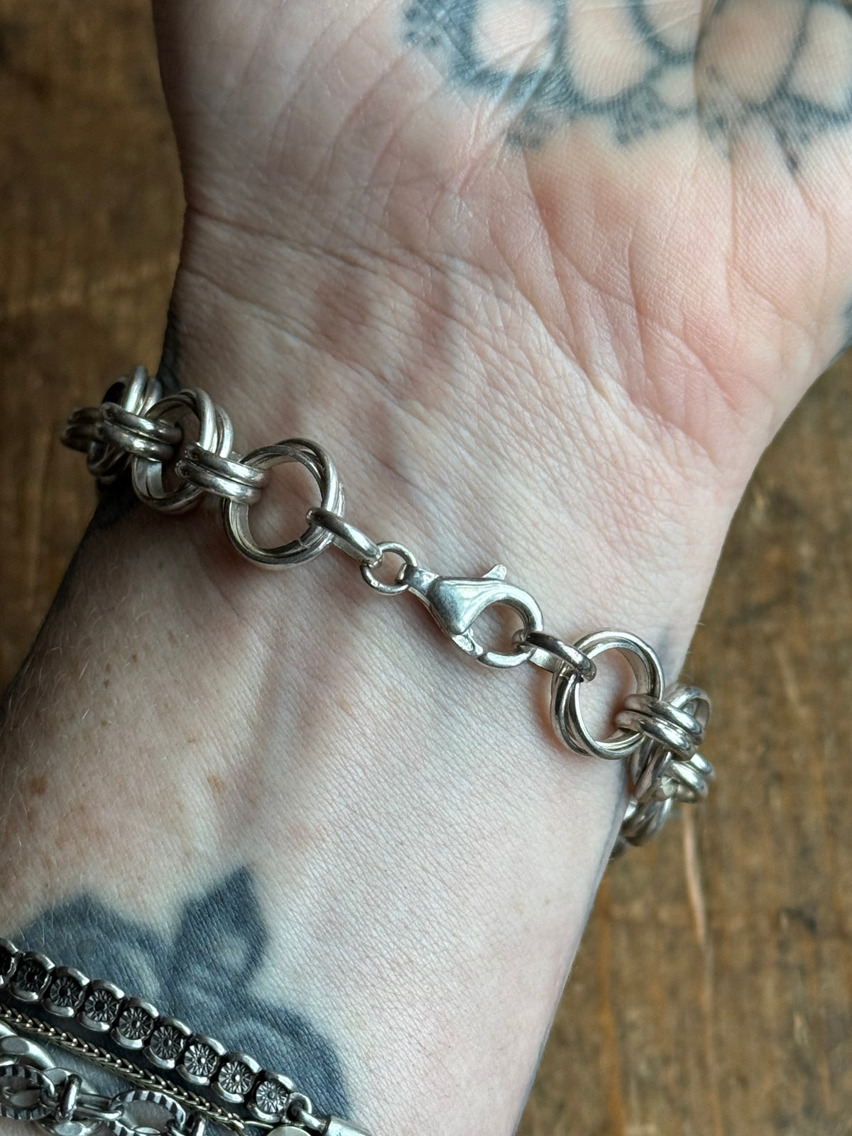 Vintage Sterling Silver Double Link Chain Bracelet