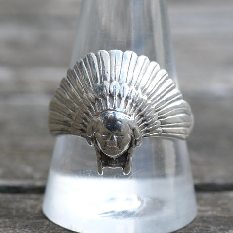 Vintage Sterling Silver Big Chief Ring 11.25