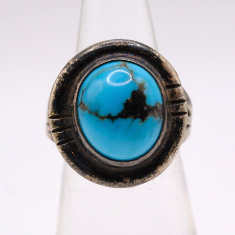 Vintage Sterling Turquoise Ring 4.5