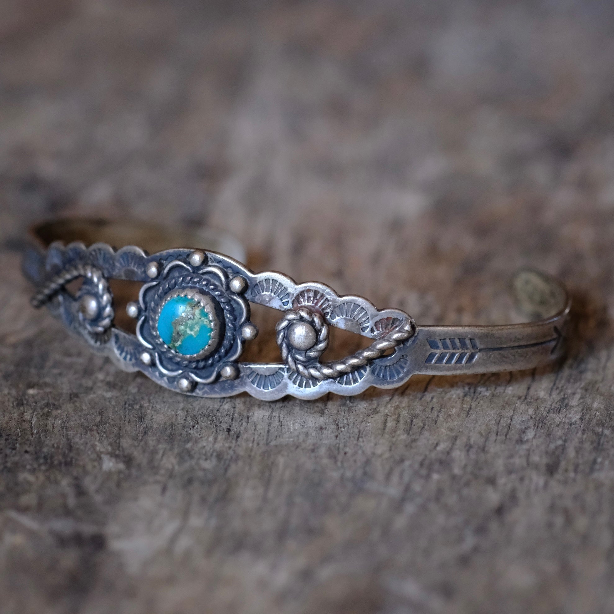 Vintage Sterling Turquoise Cuff Bracelet 5.75"