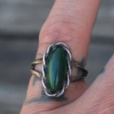 Vintage Sterling Malachite Roper RIng 6