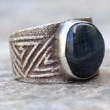 Vintage Sterling Sand Cast Labradorite Ring 10