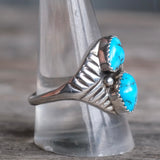 Vintage Sterling 2- Stone Turquoise Band Ring 11