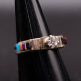 Vintage Sterling Multistone Inlay CZ Ring 8.75
