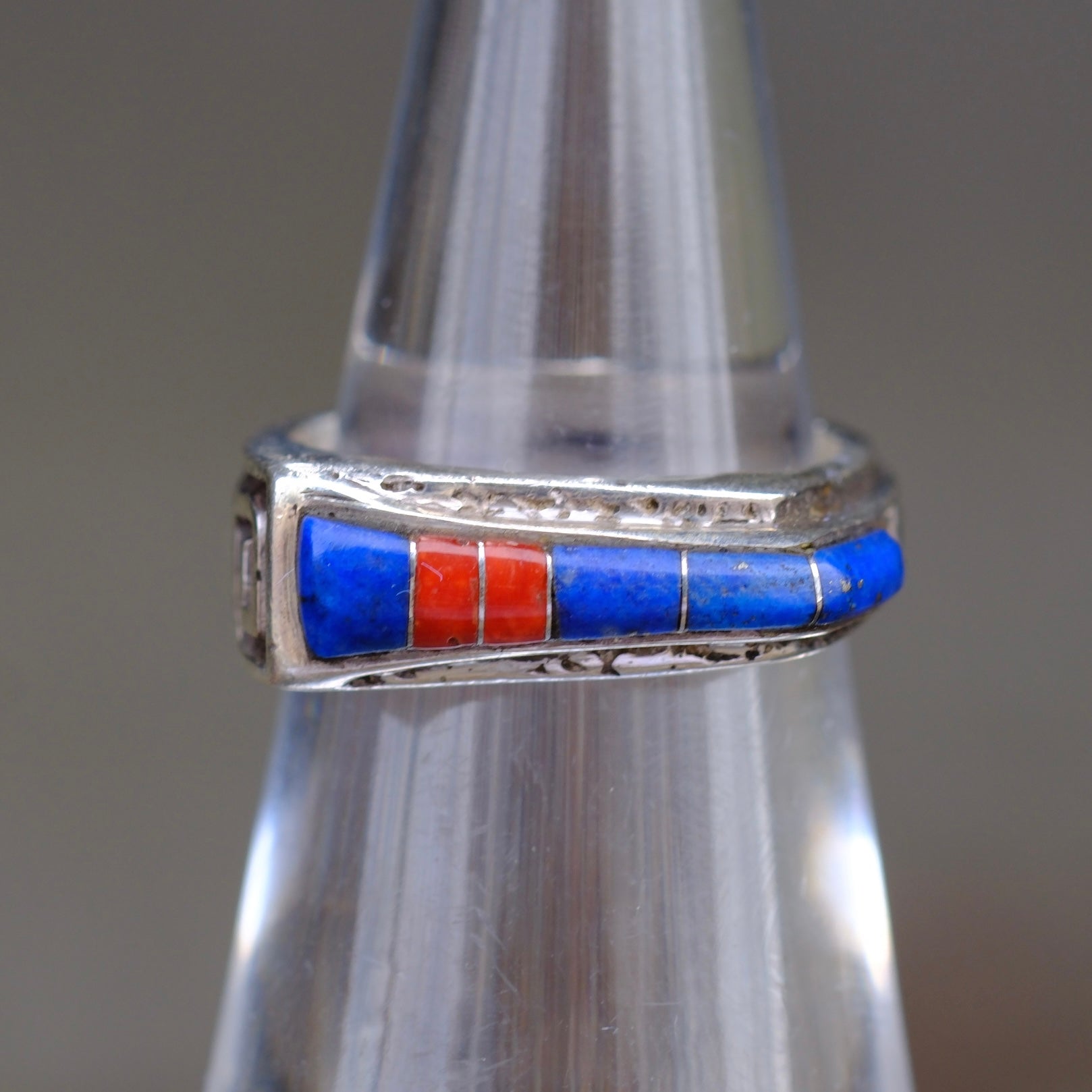 Vintage Sterling Multistone Inlay Band Ring 5.75