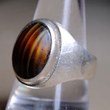 Vintage Sterling Brown Glass Signet Ring 11