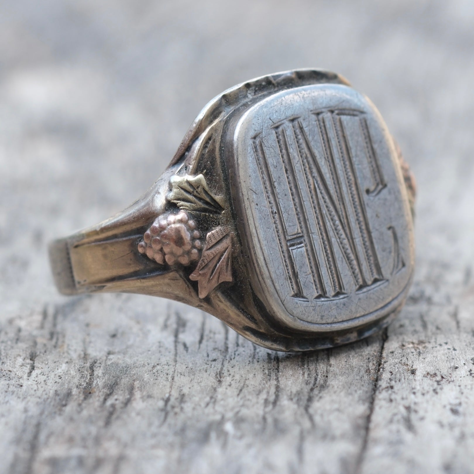 Vintage Sterling and 10k Gold Signet Ring 9