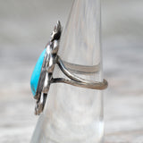 Vintage Sterling Turquoise Feather Ring 6.25