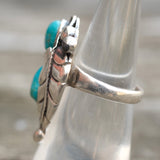 Vintage Sterling 2-Stone Turquoise Feather Ring 5.25