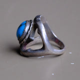 Vintage Sterling Turquoise Sandcast Ring 5