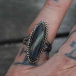 Vintage Sterling Multistone Inlay Roper Ring 6.25