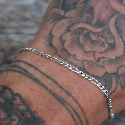 Vintage Sterling Silver Figaro Chain Bracelet