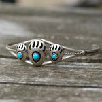 Vintage Sterling Turquoise Bear Paw Cuff