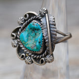 Vintage Sterling Turquoise Feather Ring 6