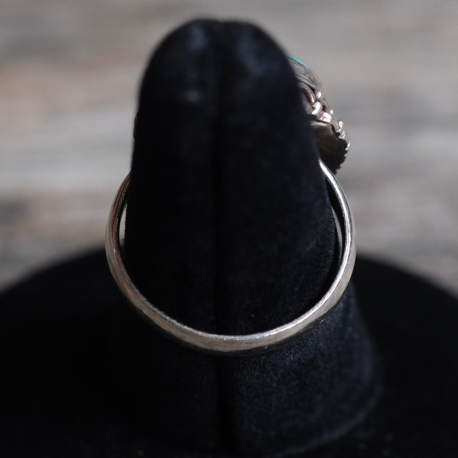 Vintage Sterling Turquoise Florette Ring 6.25