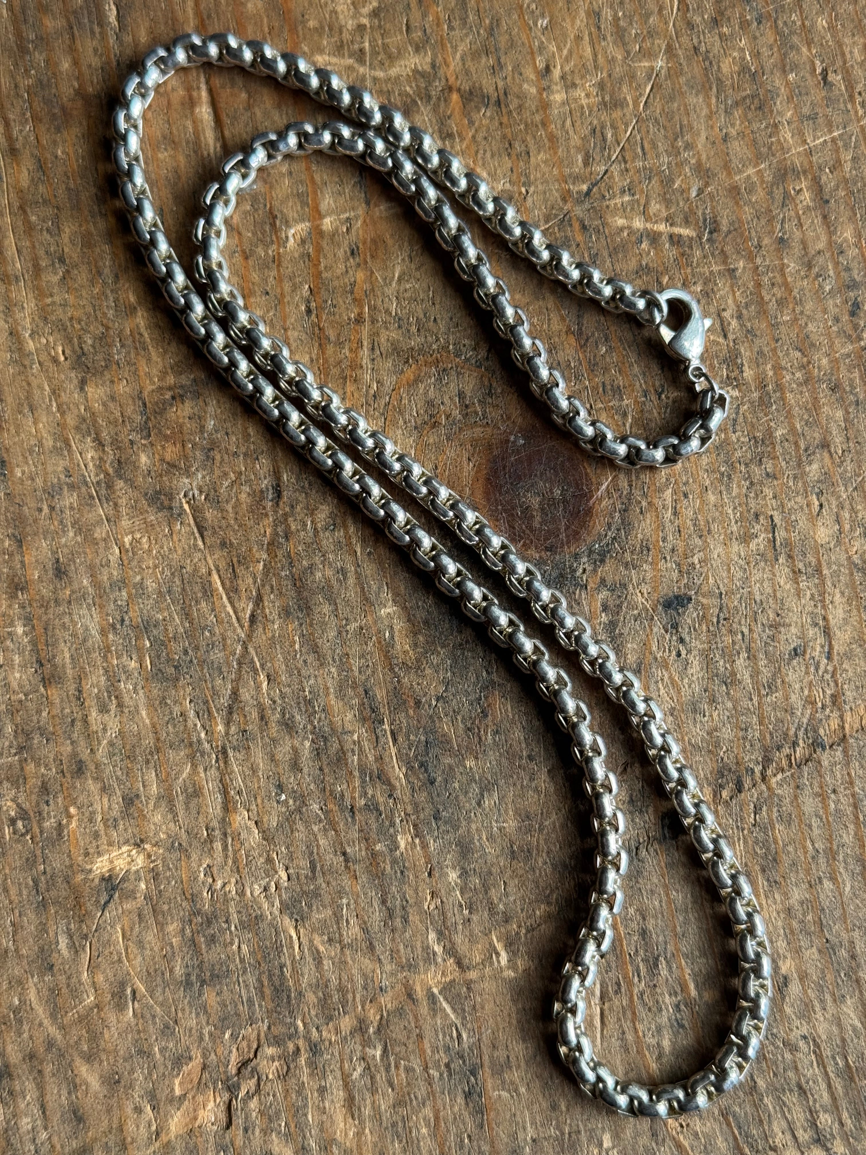 Vintage Sterling Silver 18” Round Box Chain