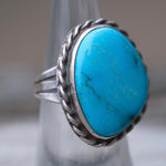 Vintage Sterling Turquoise Roper Ring 5.5