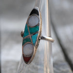 Vintage Sterling Zuni Inlay Ring 5