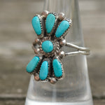 Vintage Sterling Turquoise Cluster Ring 7.25