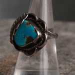 Vintage Sterling Turquoise Feather Ring 7.25