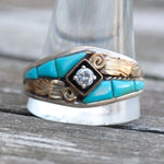 Vintage Sterling Turquoise CZ Ring 15.5