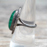 Vintage Sterling Malachite Feather Ring 7.25