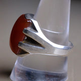 Vintage Sterling Red Agate Signet Ring 10.5
