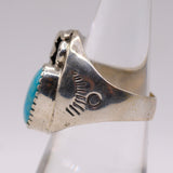 Vintage Sterling Turquoise Feather Ring 7.25