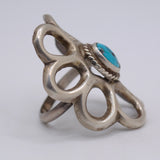 Vintage Sterling Silver Sandcast Turquoise Ring 6.25